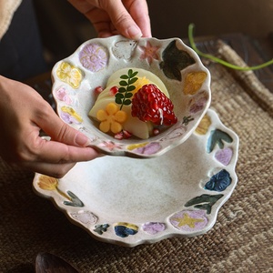 Retro Underglaze Hand-painted Flower Ceramic Cup Home Breakfast Plate Milk Coffee Cup - Product Image 1