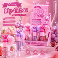Lot de 12 porte-clés en peluche lapin coréen mignon avec brillant à lèvres, rouge à lèvres de luxe haute pigmentation mat, pailleté et crémeux, vente en gros
