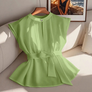 <span class=keywords><strong>Camicia</strong></span> Elegante Senza Polsini con Cintura, Stile Classico Europeo e Americano, Abbigliamento Femminile Transfrontaliero - Product Image 1