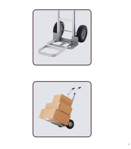 Aluminum Hand <b>Cart</b> 2 Wheel Platform Trolley Durable Utility Dolly for Moving Warehouse Transport Silver Metal Structure - Product Image 1