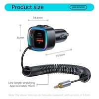 Pemancar FM tanpa kabel mobil, adaptor daya 30W, pemutar MP3, pengisi daya mobil USB ganda, pengisian cepat PD, tahan api, pemancar FM