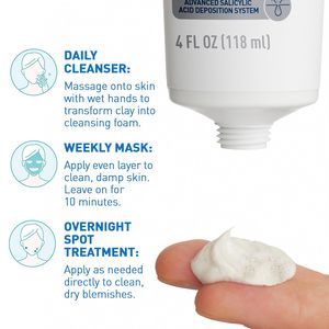 Nettoyant Purifiant Anti-Acné en Argile Transformable en Mousse avec 2% d'Acide Salicylique, 118 ml, Traitement Peaux Sensibles - Product Image 4