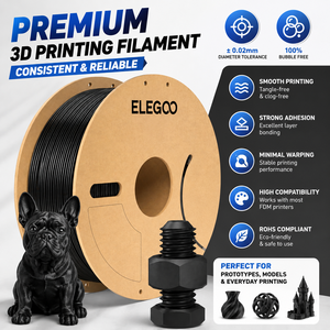 Filament ABS <span class=keywords><strong>ELEGOO</strong></span> 175 mm Noir 1 kg Résistant à la chaleur Résistant aux chocs Bobine (22 lb) Compatible avec la plupart des imprimantes 3D - Product Image 1