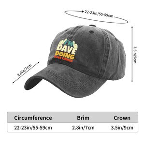 Casquette de baseball réglable en coton à 6 panneaux, imprimé humoristique « I'm Dave Doing Dave Things », personnalisable avec nom, effet délavé - Product Image 3
