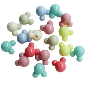 Contas coloridas de plástico acrílico, 500g/bag15 * 15mm pingente dos desenhos animados do mouse pastel diy jóias do bebê grande buraco contas de plástico