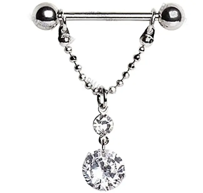 diamante in acciaio chirurgico 316l capezzolo stretching gioielli anello piercing del capezzolo con due gemme tondo