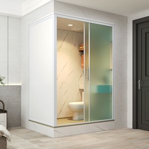 Salle de bain intégrée avec toilettes intégrées 1.5 1.0B Séparation sèche et humide Cadre coulissant carré Châssis en SMC poli Moderne Écologique - Product Image 2