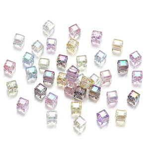Acrylic Iridescent Square <b>Beads</b> 3D Perforated Loose <b>Beads</b> For Jewelry Making DIY Craft Accessories - Product Image 3