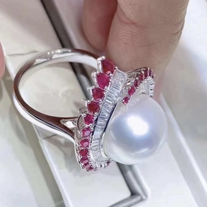 Bague haut de gamme en argent sterling S925 avec perle d'eau douce ronde naturelle de 12-11 mm, taille unique - Product Image 3