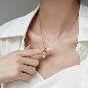 Collar de Cadena de Acero Inoxidable con Forma Irregular, Chapado en Oro, con Colgante de Piedra Natural, Joyería para Mujer - Product Image 4