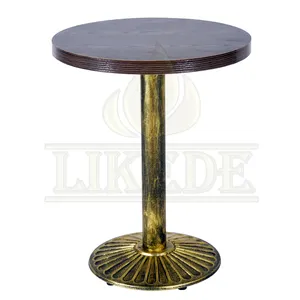 24 inç yuvarlak bronz taban masa dökme demir bistro masa dövme demir çubuk masa