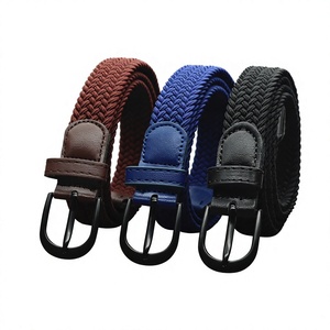 Damen- und Herren-Gürtel aus Gewebtem Stretchmaterial, Schwarzer Geflochtener Elastischer Golfgürtel, Bequeme Flexible Stoffriemen mit Verstellbarem Verschluss - Product Image 2
