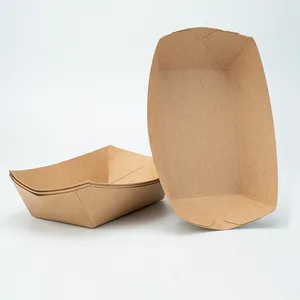32oz Kraft Food Take Away Fried Chicken Chips Boat Paper Plate Bowl Packaging Chicken Other Snacks Kraft Paper Fast Trays