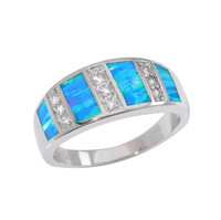 Bague de fiançailles en argent sterling 925 avec opale de laboratoire géométrique irrégulière sertie à griffes – Grande vente