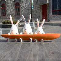 Banc long Y930 Lapin Carotte, chaises de loisirs publiques personnalisées, de luxe, en fibre de verre, résistantes aux intempéries, en forme d'animal, pour écoles et gymnases