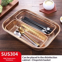 Panier de drainage commercial en acier inoxydable à mailles, support pour couverts et baguettes, plateau compartimenté pour restaurant, hôtel, traiteur, buffet