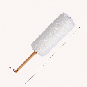 Brosse à poussière en microfibre avec manche en bois, logo personnalisé OEM, réutilisable, lavable, brosse à plumes moelleuses, fournisseur en gros - Product Image 2