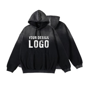 Sudadera con Capucha para Hombre, Estilo Vintage, Lavada, Hombros Caídos, Holgada, Moda Americana, Color Degradado, Talla Grande - Product Image 4