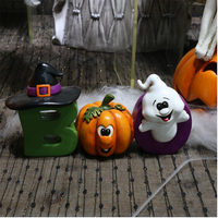 Dekorasi Resin Huruf BOO Halloween Patung Hantu Labu Dekorasi Rumah Liburan Hadiah Figurine