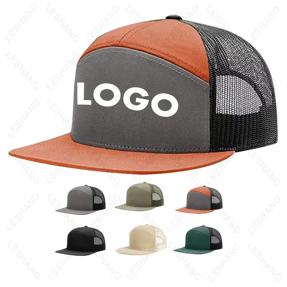 Wholesale 7 Panel Richardson Style 958 Snapback Flat Brim Trucker Hats Gorras Caps With Mesh Custom Embroidery Logo Colors