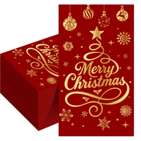 Serviettes rectangulaires jetables de luxe modernes, 20 pièces, avec motifs sapin de Noël et bonhomme de neige pour décorations de fête de Noël