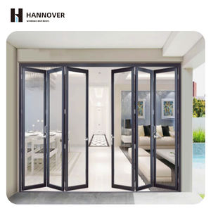 HANNOVER porte française sans cadre Ultra-fine ligne <span class=keywords><strong>de</strong></span> visée porte silencieuse portes pliantes en aluminium verre résistant aux intempéries pour patio - Product Image 1