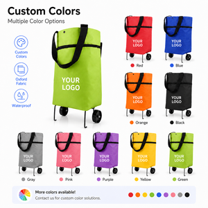 Sac de courses pliable avec roulettes, chariot de courses réutilisable pliable, sac de sport, logo personnalisé - Product Image 3
