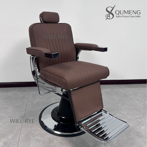Fauteuil de Barbier Professionnel Vintage Rétro QUMENG Robuste Tout Noir – Chaise de Coiffure de Luxe pour Salon de Coiffure – Fourniture Complète pour Salons - Product Image 1