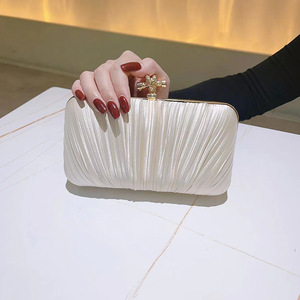 Women's Bridal <b>Wedding</b> Purse Party Prom Rhinestone <b>Clutches</b> Pearl Box Handbag Dinner Evening <b>Clutch</b> Silk Bag - Product Image 4