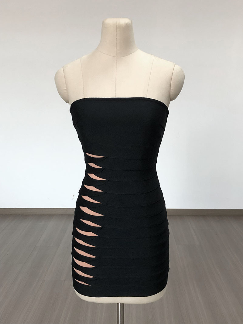 Mini Dress Bandage Sexy One Piece Fishnet Cut Out Mesh Semi Sheer Party Women's Lingerie Underwear Club Dresses