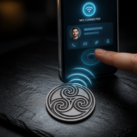 Carte de visite numérique NFC intelligente personnalisée de haute qualité, fabricant OEM, carte en métal, carte V numérique, 13,56 MHz, alliage de zinc, double face