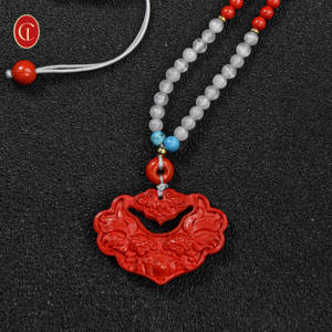 Collana con ciondolo in perline di cinabro rosso Koi - Amuleto spirituale per fortuna e successo |   Gioiello Regalo Unisex Personalizzabile con Benedizione di Buon Auspicio - Product Image 6