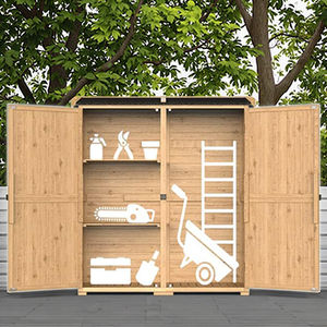 Armoire <span class=keywords><strong>de</strong></span> rangement en bois avec <span class=keywords><strong>toit</strong></span> étanche <span class=keywords><strong>Abri</strong></span> <span class=keywords><strong>de</strong></span> <span class=keywords><strong>jardin</strong></span> avec étagères amovibles - Product Image 4