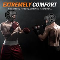 Casque de boxe à couverture intégrale, rembourrage épais, cuir PU, protection intégrale du visage, Muay Thai, Sanda, MMA, pour adultes et enfants, unisexe, OEM, fermeture à boucle