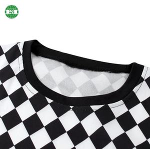 Personalizzato il tuo logo classico O collo camicie <span class=keywords><strong>a</strong></span> maniche corte nero bianco <span class=keywords><strong>a</strong></span> scacchi t-shirt personalizzate - Product Image 3