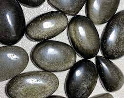 Handmade Emerald Cut Loose Gemstone for Jewelry Making Golden Sheen Obsidian Cabochons Natural Black Color Change Mix Shape - Product Image 5