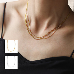 Party Elegant <b>Choker</b> 18k <b>Gold</b> Plated Stainless Steel PVD Waterproof Thread <b>Chain</b> Non Tarnish Silver 4 Layered Necklace for Women - Product Image 1