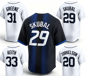 เสื้อเบสบอลทีมดีทรอยต์ สีขาว แบบยูนิเซ็กซ์ แขนสั้น พิมพ์ลายด้วยความร้อน หมายเลขผู้เล่น ผลิตจากโพลีเอสเตอร์ 100% ระบายอากาศได้ดี - Product Image 1