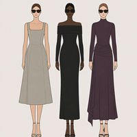 Fabricant OEM personnalisé, robe longue pour femmes, élégante, chic, de haute qualité, décontractée, pour les occasions spéciales, à manches longues, mi-longue