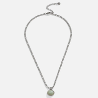 Collier en acier inoxydable hypoallergénique avec pendentif en aventurine naturelle et chaîne Figaro vintage pour femme - Vente en gros de bijoux