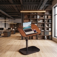 Table d'appoint convertible moderne en aluminium finition noyer, réglable en hauteur, pour canapé, support pour ordinateur portable, table de lecture et de travail au chevet