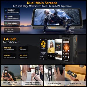 Téléphone robuste Ulefone Armor 30 Pro 5G, écran FHD 6,95 pouces 120 Hz, double écran, 12800 mAh, 66 W, 32 Go + 512 Go, débloqué, Android 14 - Product Image 2