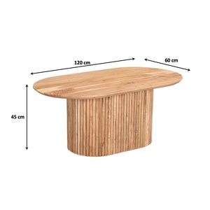 Table basse Holden |   Plateau en bois naturel |   Base en bois cannelée |   Design contemporain |   Meubles durables pour salon, maison et bureau - Product Image 2