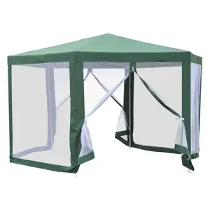 6 SIDED SUN SHELTER Outdoor garden patioCathedral Style Roof Party Gazebo with Mesh Walls