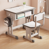 Ensemble de bureau et de chaises pour étudiant unique réglable en métal pour l'école primaire