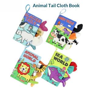 Livres sensoriels en tissu doux et lavable, queues d'animaux de <span class=keywords><strong>la</strong></span> jungle, reliure tactile, jouets d'activités sensorielles, livres en tissu pour bébés et enfants - Product Image 6