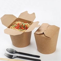 Boîte à nouilles ronde en kraft blanc de 16 oz, récipient alimentaire pour traiteur, récipient alimentaire à emporter