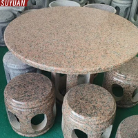 Table-banc en pierre de granit naturel de style chinois pour hôtel, villa, jardin, parc, zones de repas - Design moderne, respectueux de l'environnement