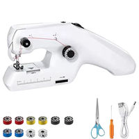 Machine à coudre électrique portable à double fil, mini kit de couture domestique portatif, ciseaux simples, kit de couture durable en plastique pour tissu 15cm 3mm