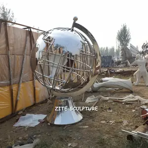 Decorazione del giardino esterno in metallo in acciaio inox del mondo globo scultura